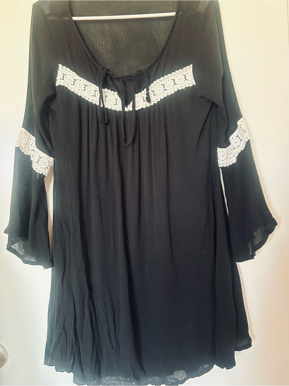 Haani Black Boho Flowy Peasant Dress